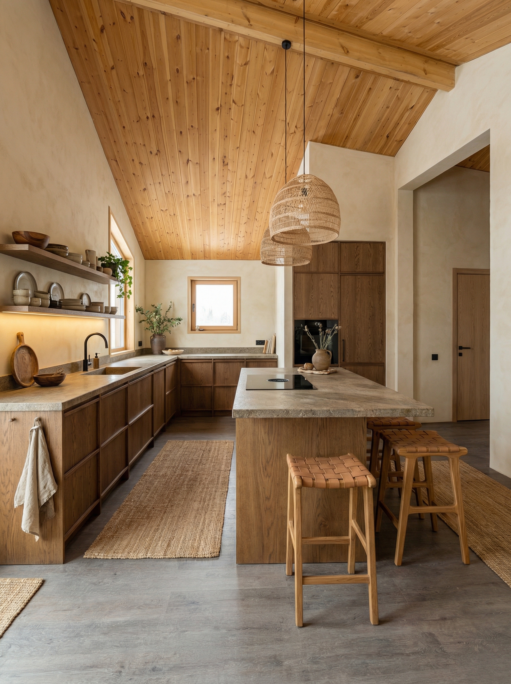 Дизайн кухни в стиле Japandi — фото интерьера от нейросети RoomGPT