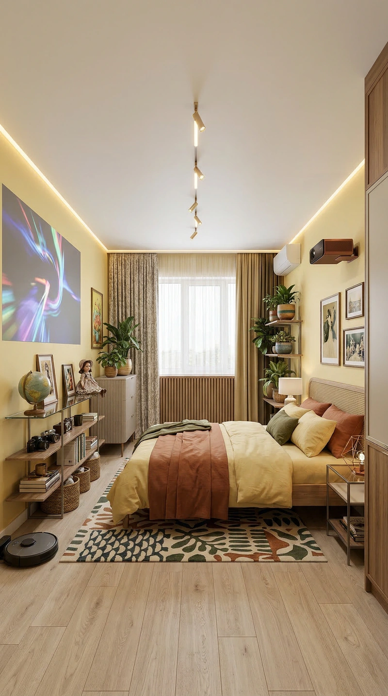 Дизайн спальни в стиле Эклектика — фото интерьера от нейросети RoomGPT