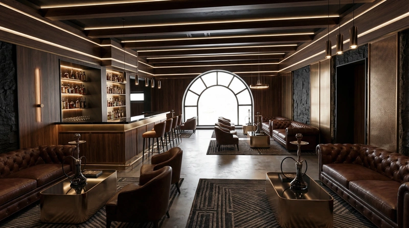 Дизайн гостиной в стиле Блэктэк — фото интерьера от нейросети RoomGPT