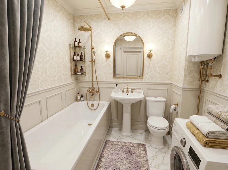 Дизайн ванной в стиле Классика — фото интерьера от нейросети RoomGPT