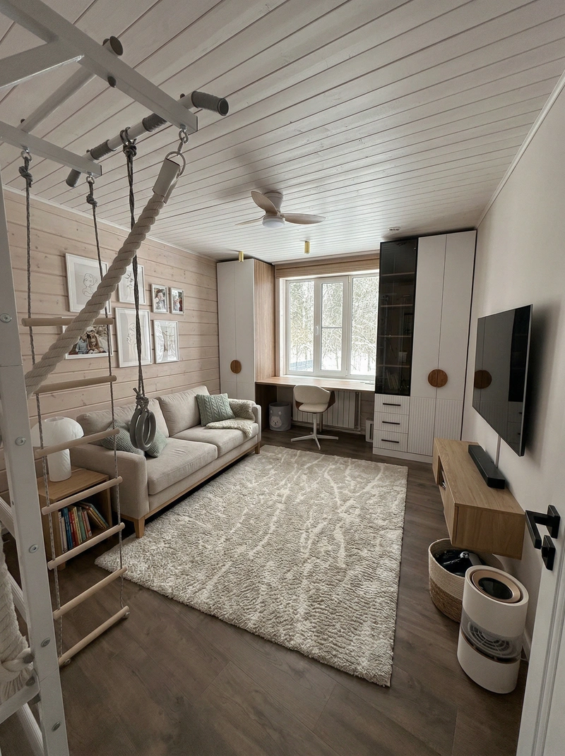 Дизайн интерьера в стиле Сканди — Детская от нейросети RoomGPT