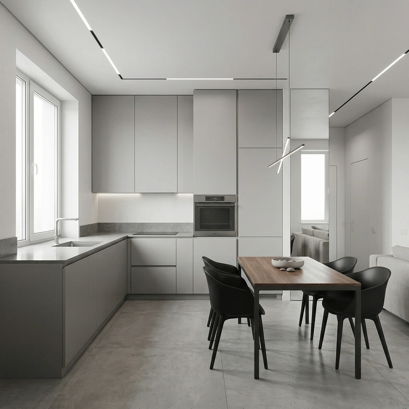 Дизайн кухни в стиле Минимализм — фото интерьера от нейросети RoomGPT