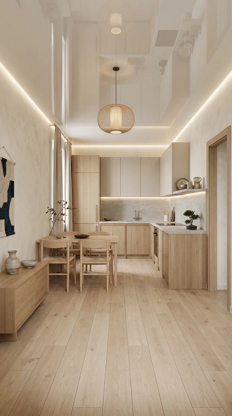 Дизайн кухни в стиле Japandi — фото интерьера от нейросети RoomGPT