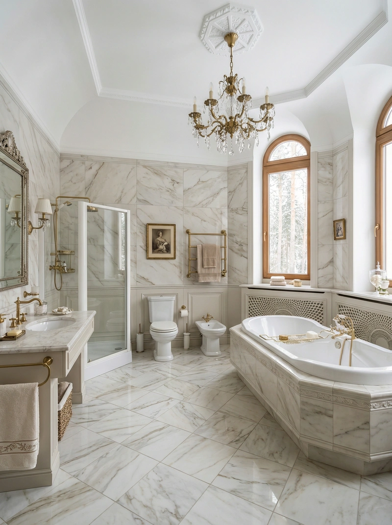 Дизайн интерьера в стиле Классика — Ванная от нейросети RoomGPT