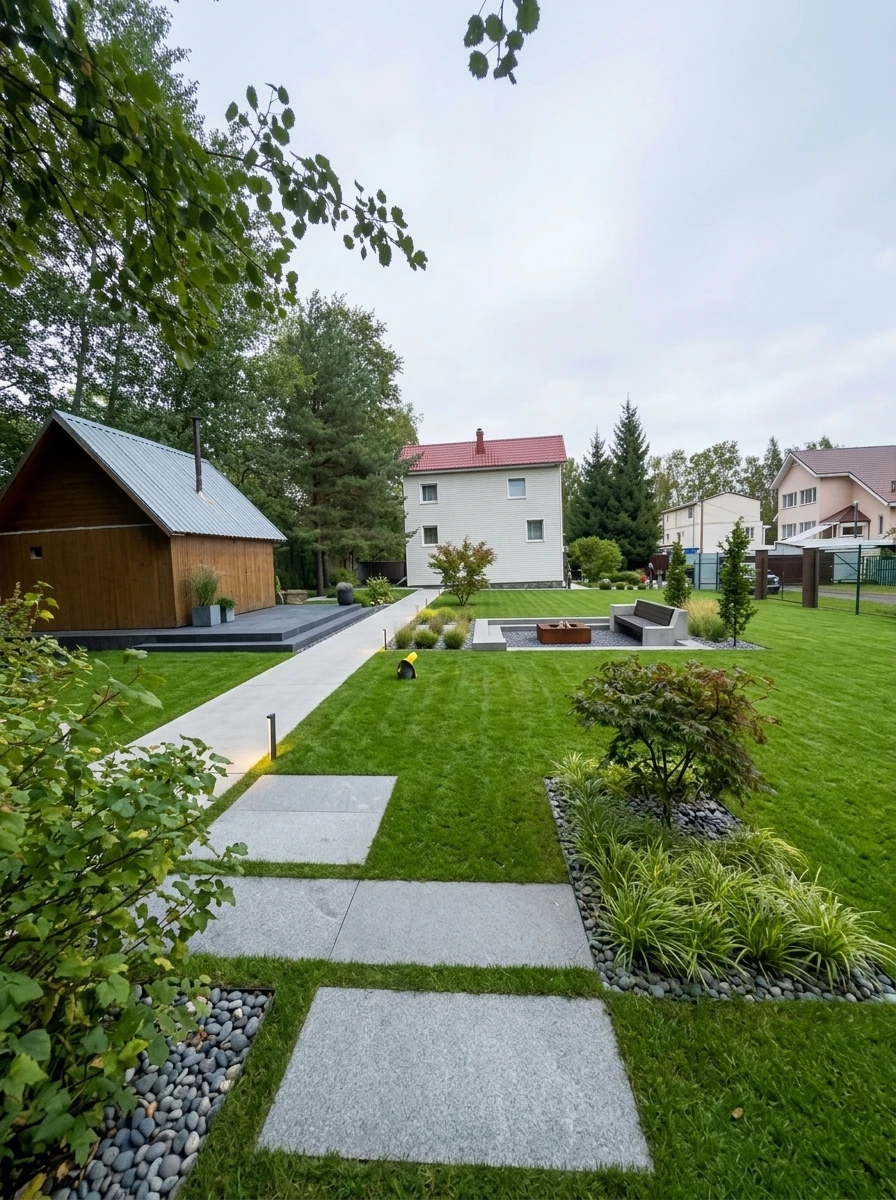 Ландшафтный дизайн в стиле Минимализм — Участок от нейросети RoomGPT