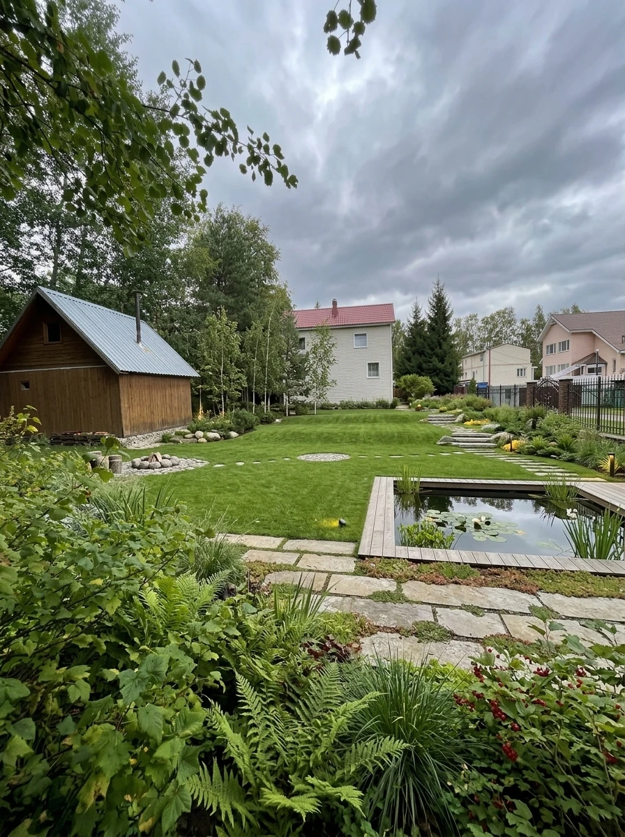 Дизайн участка в стиле Русская усадьба — фото участка от нейросети RoomGPT