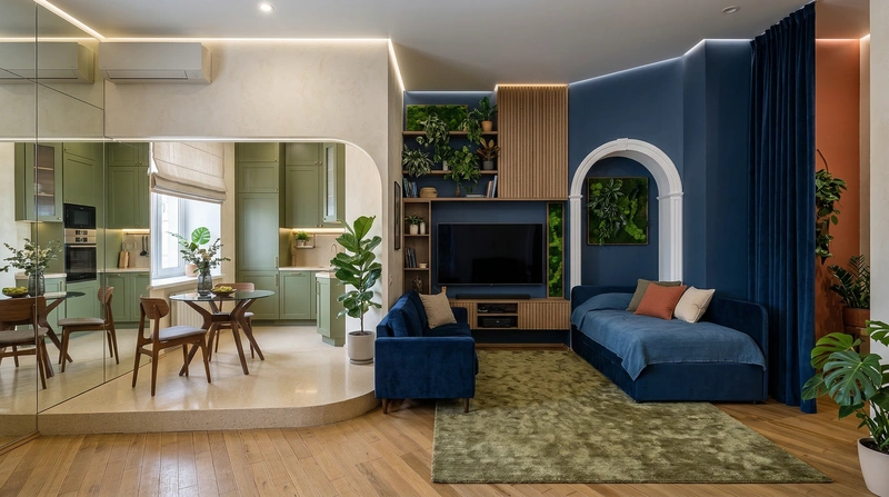 Дизайн интерьера в стиле Лофт — Гостиная от нейросети RoomGPT