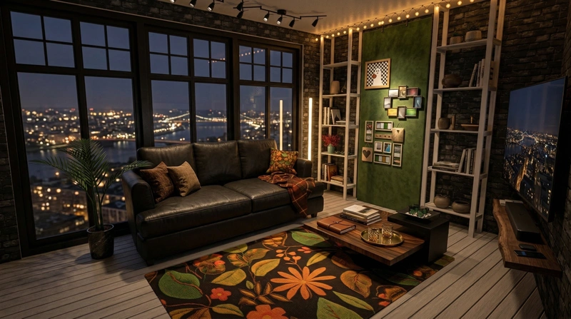 Дизайн гостиной в стиле Лофт — фото интерьера от нейросети RoomGPT