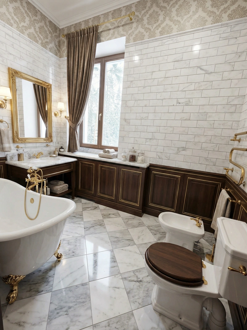 Дизайн интерьера в стиле Классика — Ванная от нейросети RoomGPT