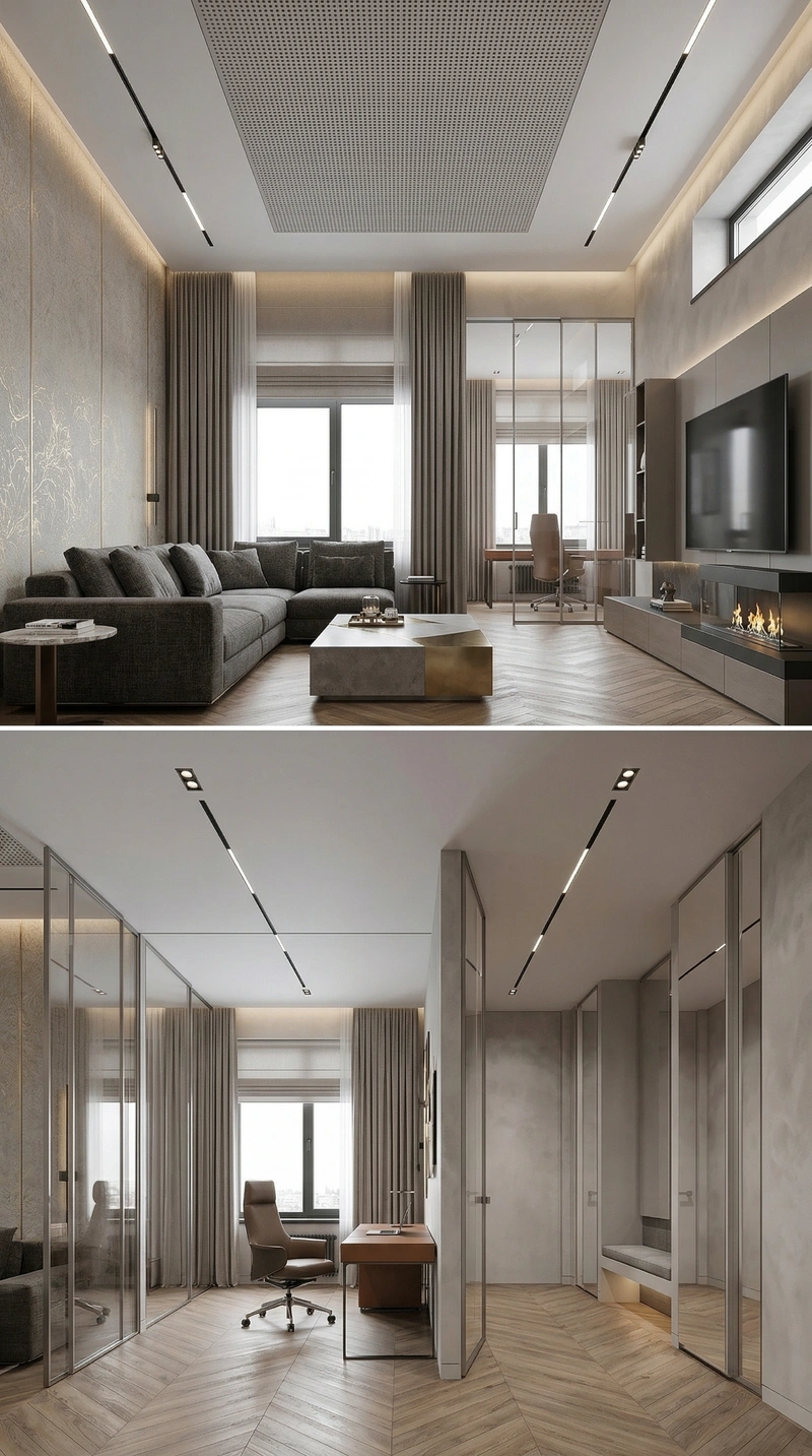 Дизайн гостиной в стиле Контемпорари — фото интерьера от нейросети RoomGPT