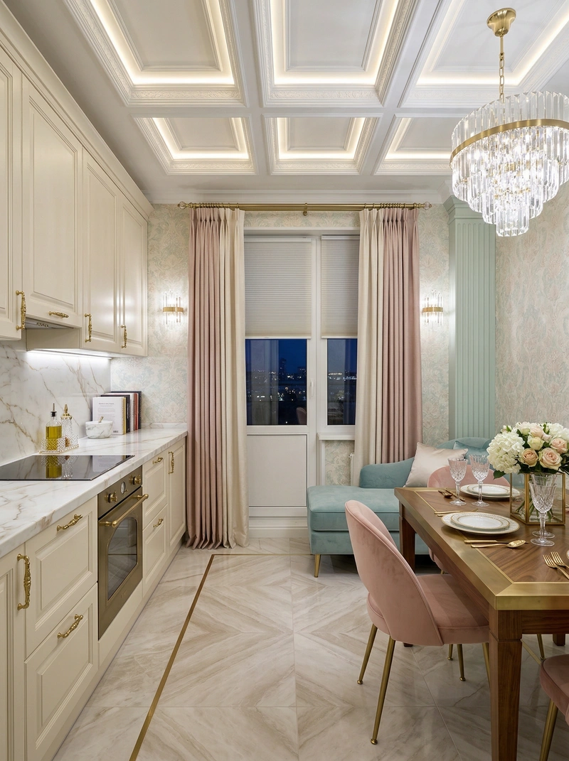 Дизайн интерьера в стиле Неоклассика — Кухня от нейросети RoomGPT