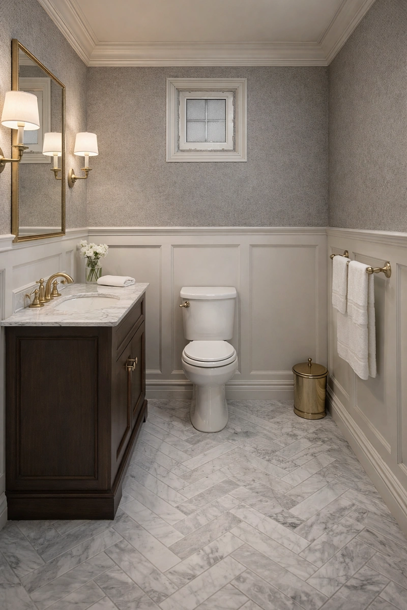 Дизайн ванной в стиле Классика — фото интерьера от нейросети RoomGPT