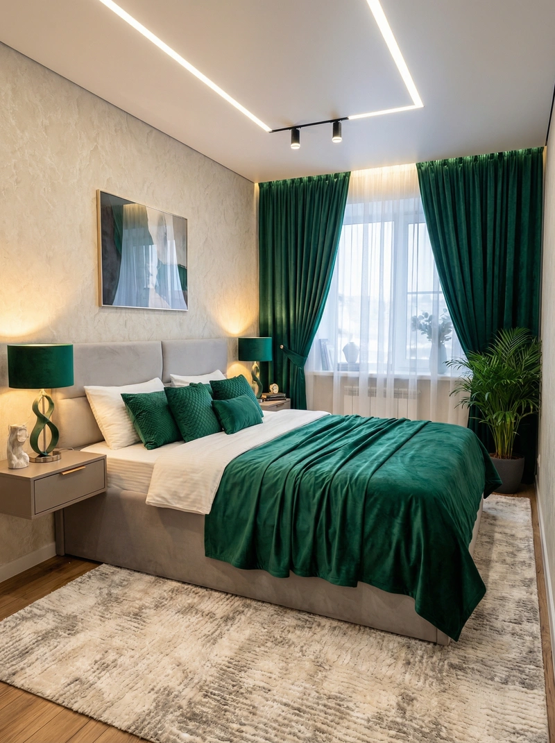 Дизайн интерьера в стиле Контемпорари — Спальня от нейросети RoomGPT