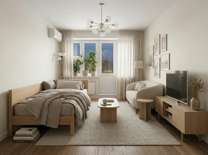 Дизайн гостиной в стиле Хюгге — фото интерьера от нейросети RoomGPT