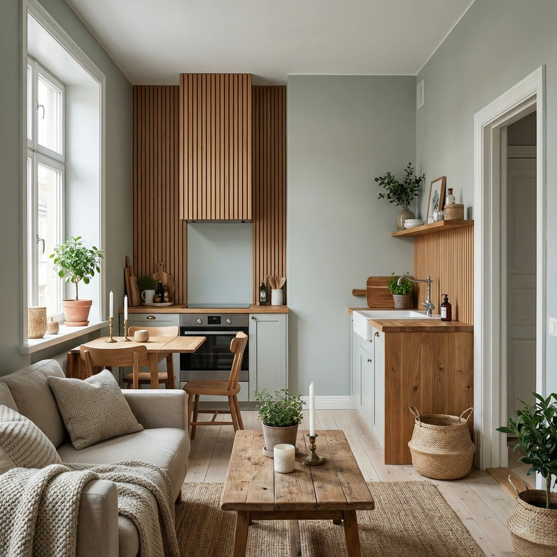 Дизайн интерьера в стиле Хюгге — Кухня от нейросети RoomGPT