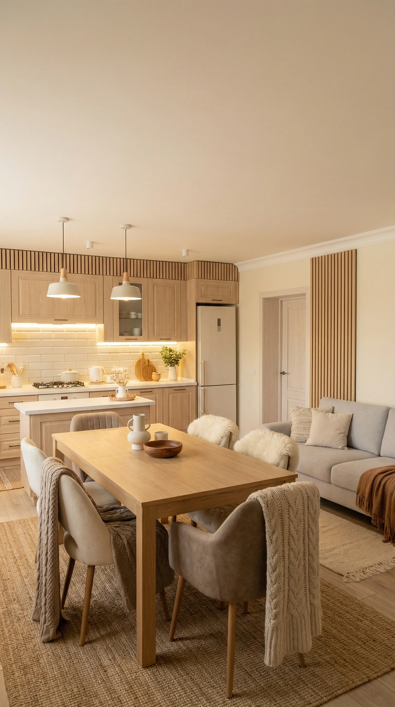 Дизайн интерьера в стиле Хюгге — Кухня от нейросети RoomGPT