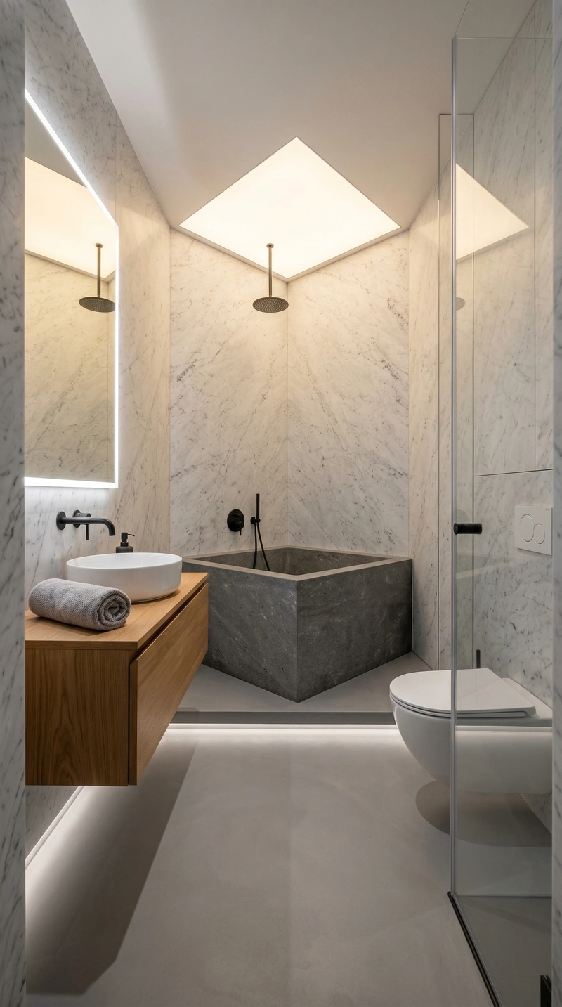 Дизайн ванной в стиле Минимализм — фото интерьера от нейросети RoomGPT