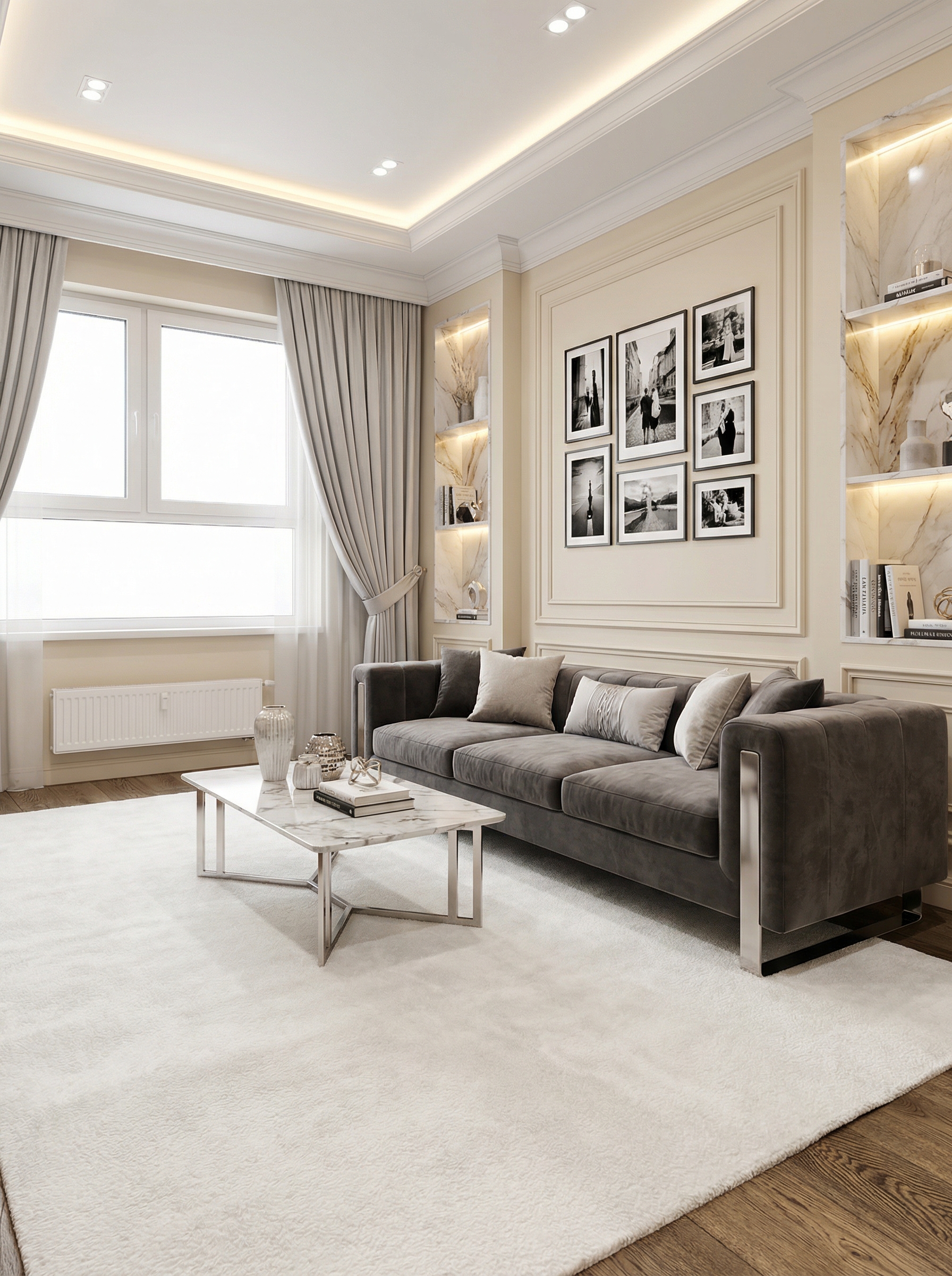 Дизайн гостиной в стиле Классика — фото интерьера от нейросети RoomGPT