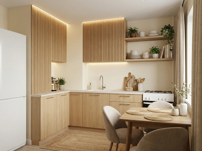 Дизайн интерьера в стиле Хюгге — Кухня от нейросети RoomGPT