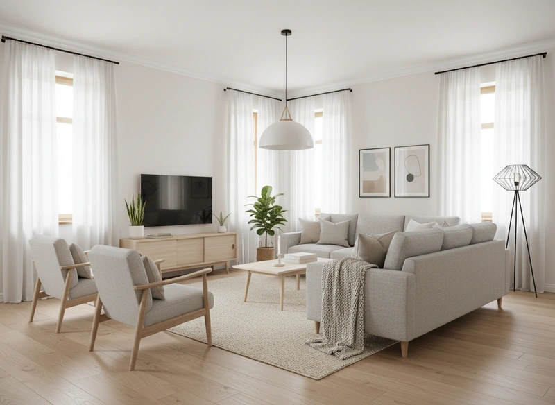Дизайн интерьера в стиле Хюгге — Гостиная от нейросети RoomGPT