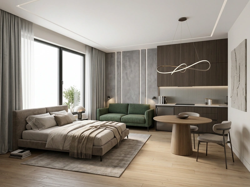 Дизайн спальни в стиле Контемпорари — фото интерьера от нейросети RoomGPT