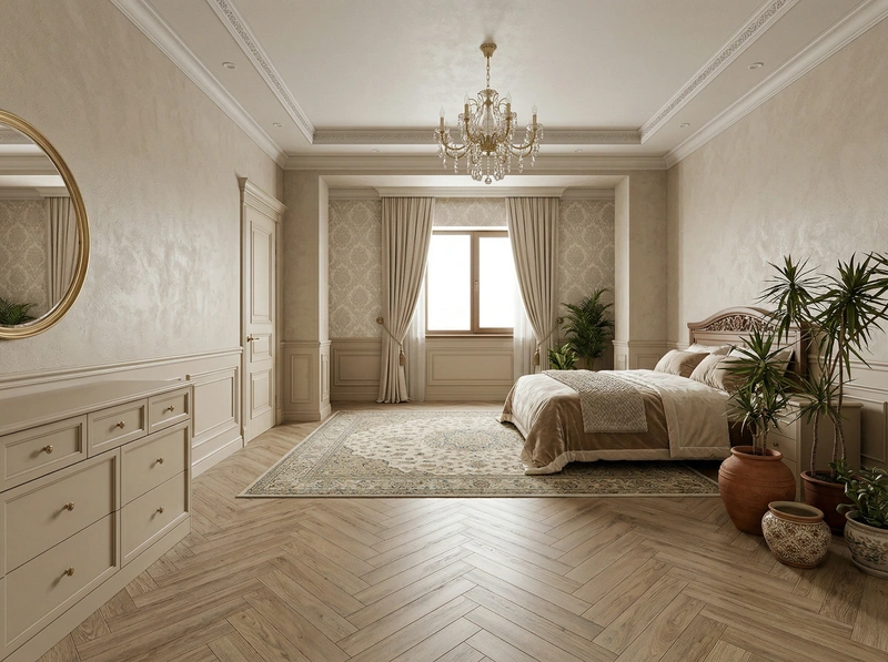 Дизайн спальни в стиле Классика — фото интерьера от нейросети RoomGPT