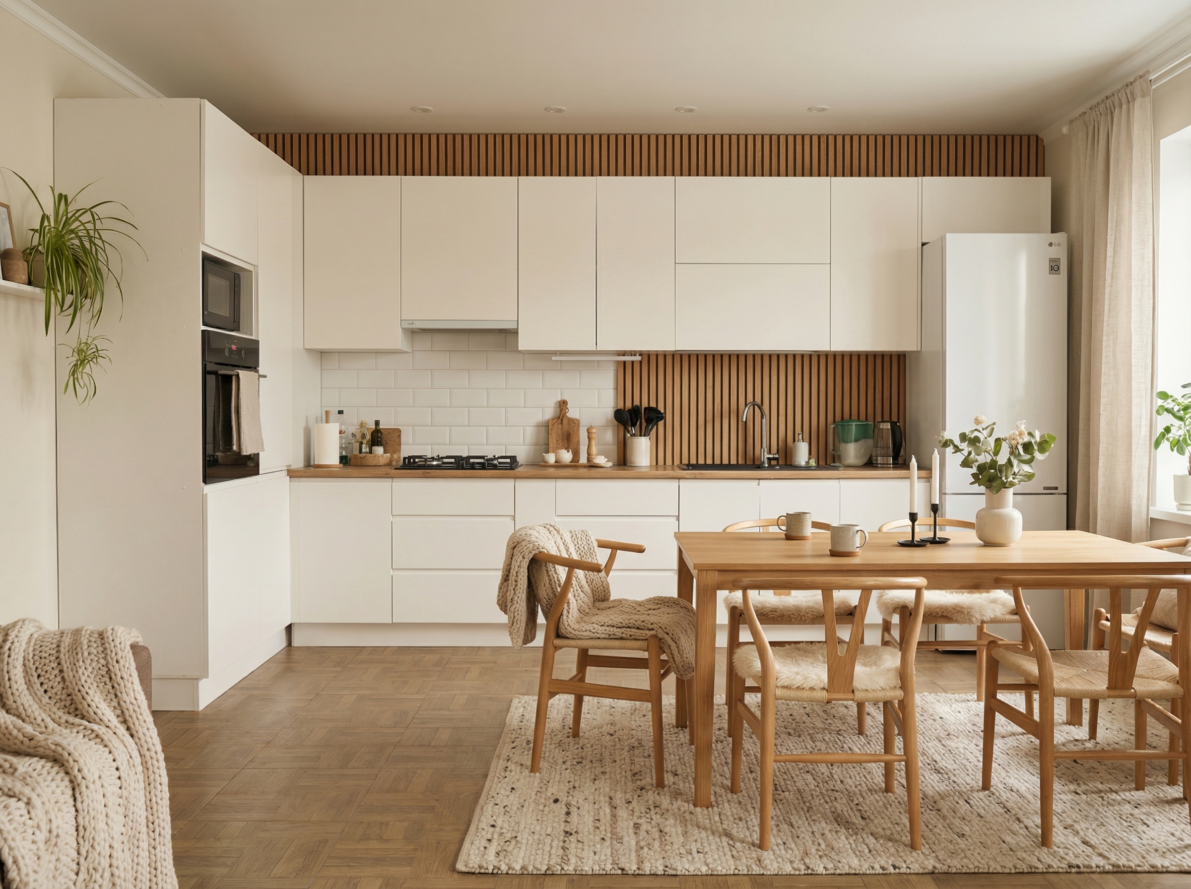 Дизайн кухни в стиле Хюгге — фото интерьера от нейросети RoomGPT