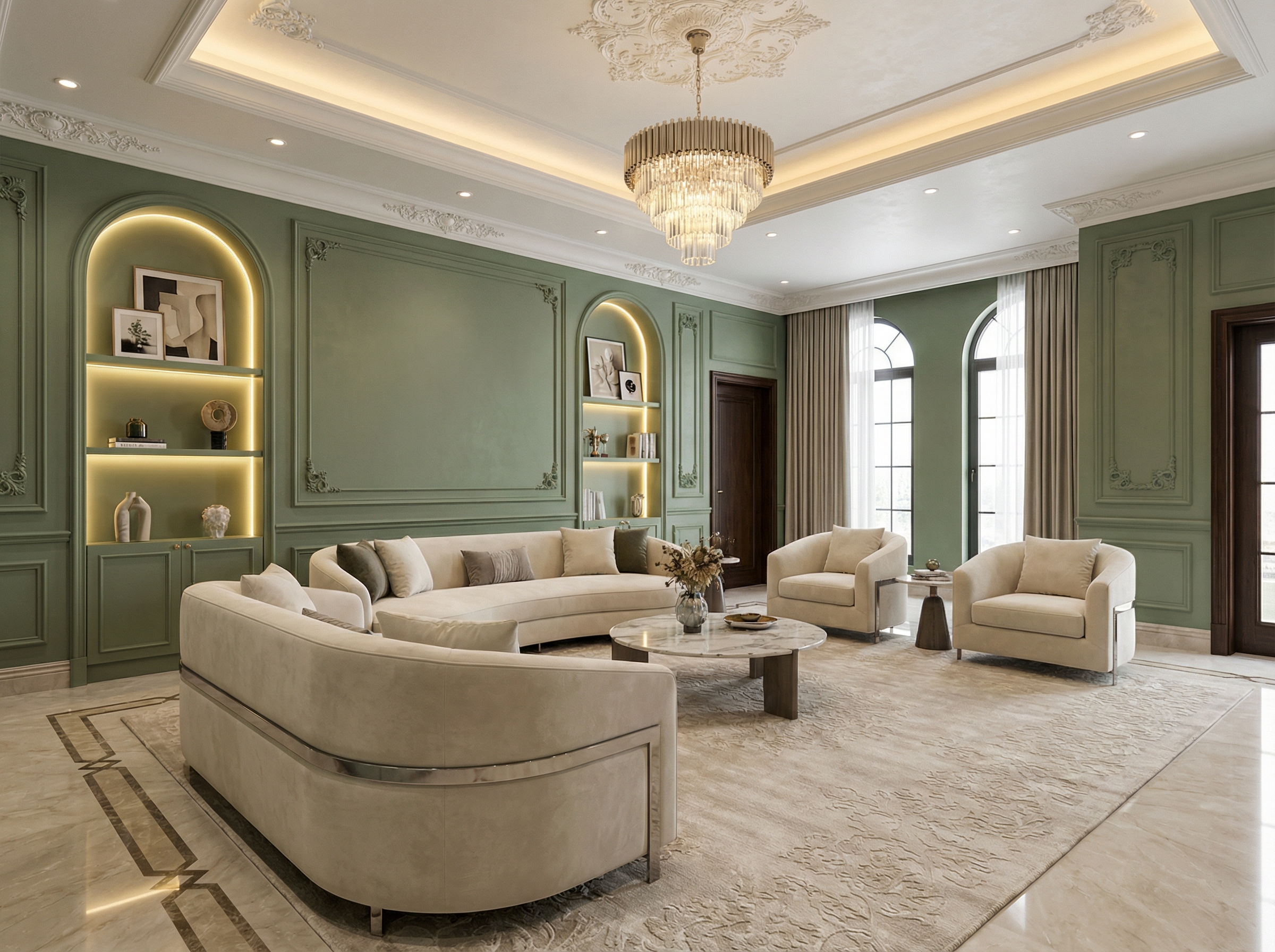 Дизайн гостиной в стиле Классика — фото интерьера от нейросети RoomGPT