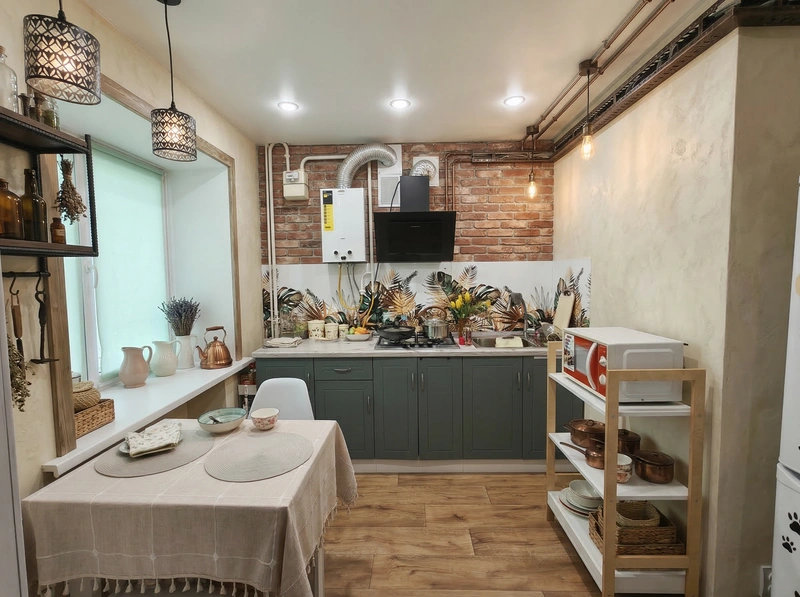 Дизайн интерьера в стиле Лофт — Кухня от нейросети RoomGPT