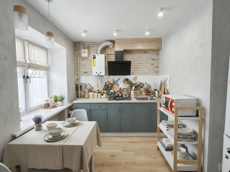 Дизайн интерьера в стиле Сканди — Кухня от нейросети RoomGPT