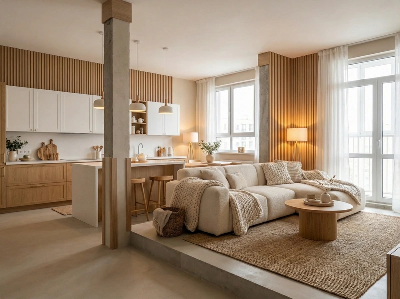 Дизайн интерьера в стиле Хюгге — Кухня от нейросети RoomGPT