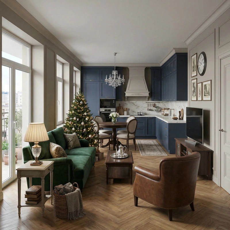 Дизайн кухни в стиле Классика — фото интерьера от нейросети RoomGPT