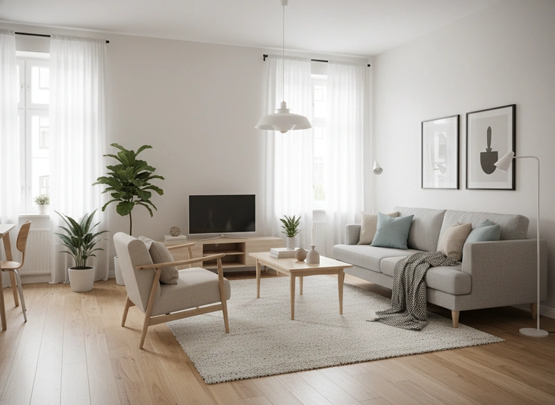 Дизайн интерьера в стиле Хюгге — Гостиная от нейросети RoomGPT