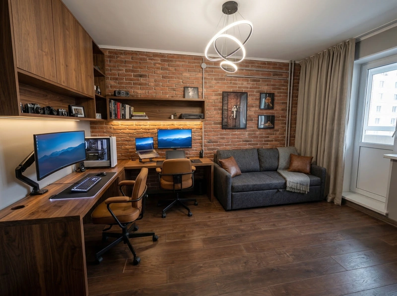 Дизайн спальни в стиле Лофт — фото интерьера от нейросети RoomGPT