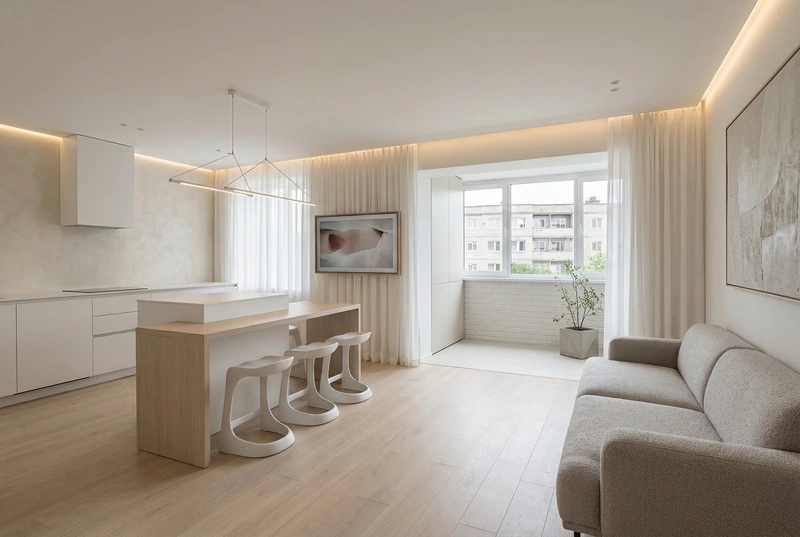 Дизайн интерьера в стиле Минимализм — Гостиная от нейросети RoomGPT