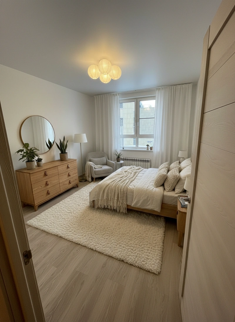 Дизайн интерьера в стиле Хюгге — Спальня от нейросети RoomGPT