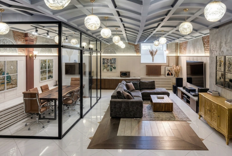 Дизайн гостиной в стиле Лофт — фото интерьера от нейросети RoomGPT