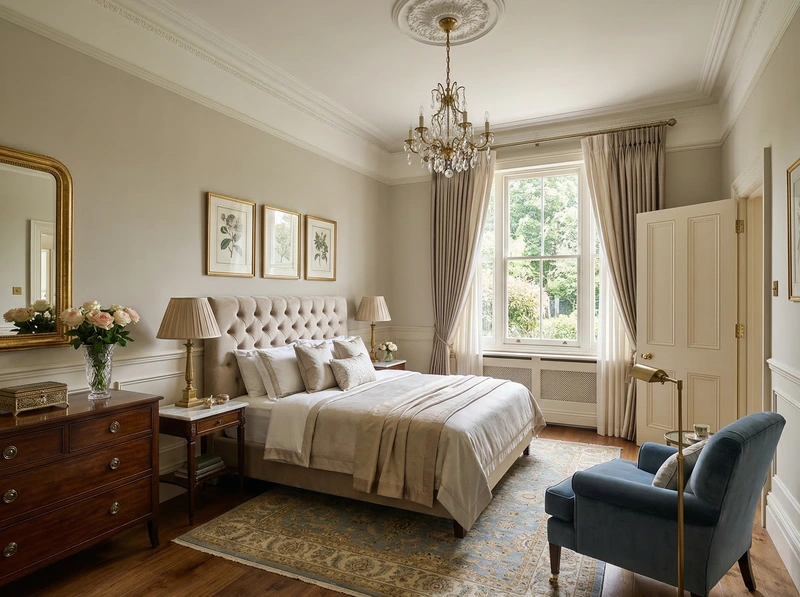 Дизайн спальни в стиле Классика — фото интерьера от нейросети RoomGPT