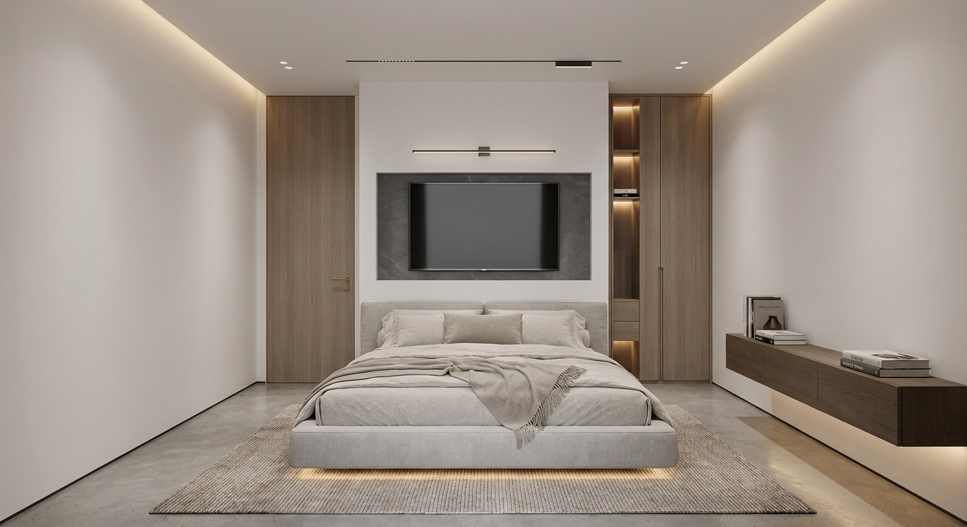 Дизайн спальни в стиле Минимализм — фото интерьера от нейросети RoomGPT