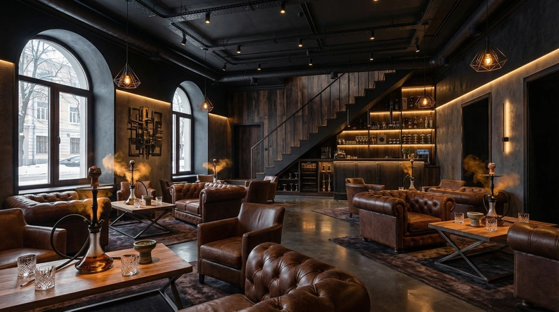 Дизайн гостиной в стиле Блэктэк — фото интерьера от нейросети RoomGPT