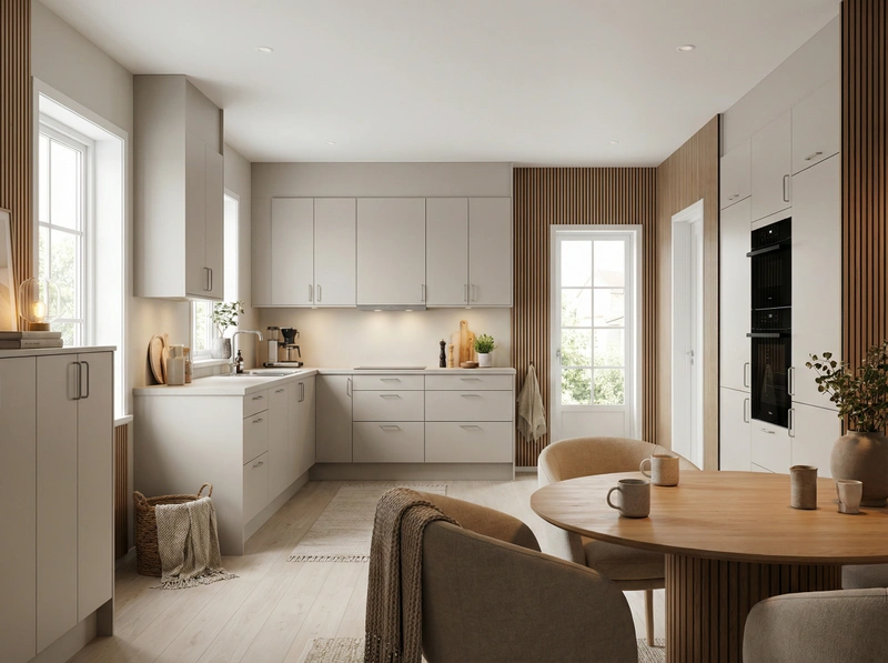 Дизайн интерьера в стиле Хюгге — Кухня от нейросети RoomGPT