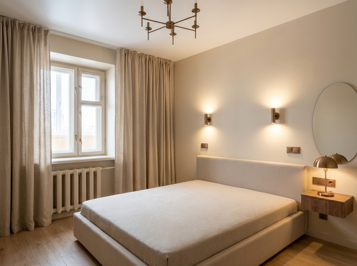 Дизайн спальни в стиле Минимализм — фото интерьера от нейросети RoomGPT