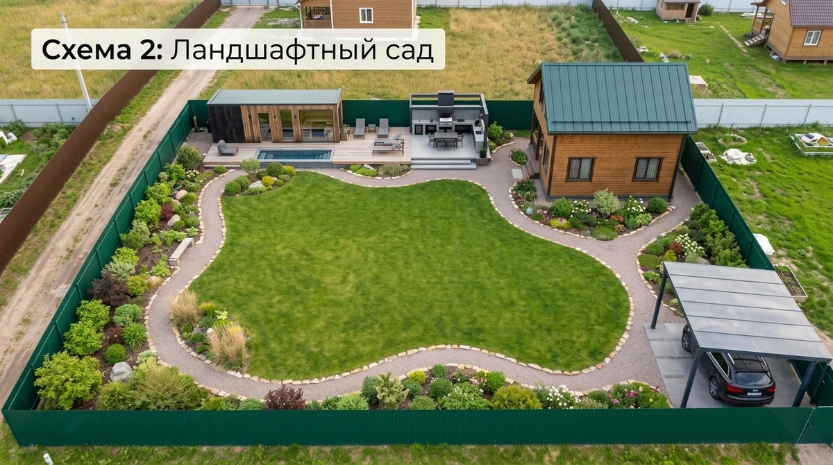 Ландшафтный дизайн в стиле Минимализм — Участок от нейросети RoomGPT