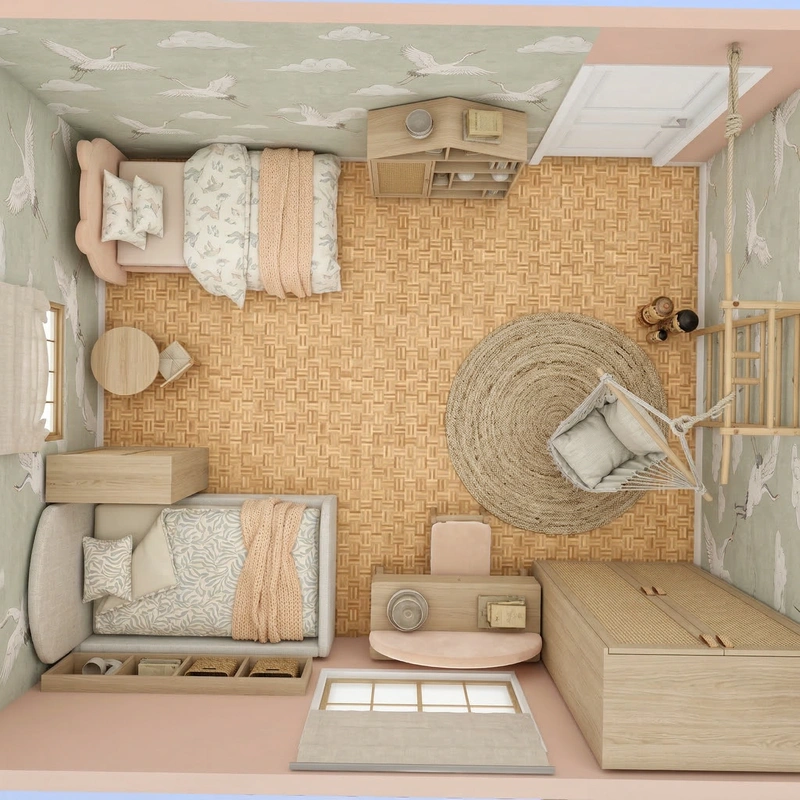 Дизайн детской в стиле Japandi — фото интерьера от нейросети RoomGPT