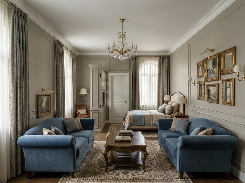 Дизайн интерьера в стиле Классика — Гостиная от нейросети RoomGPT