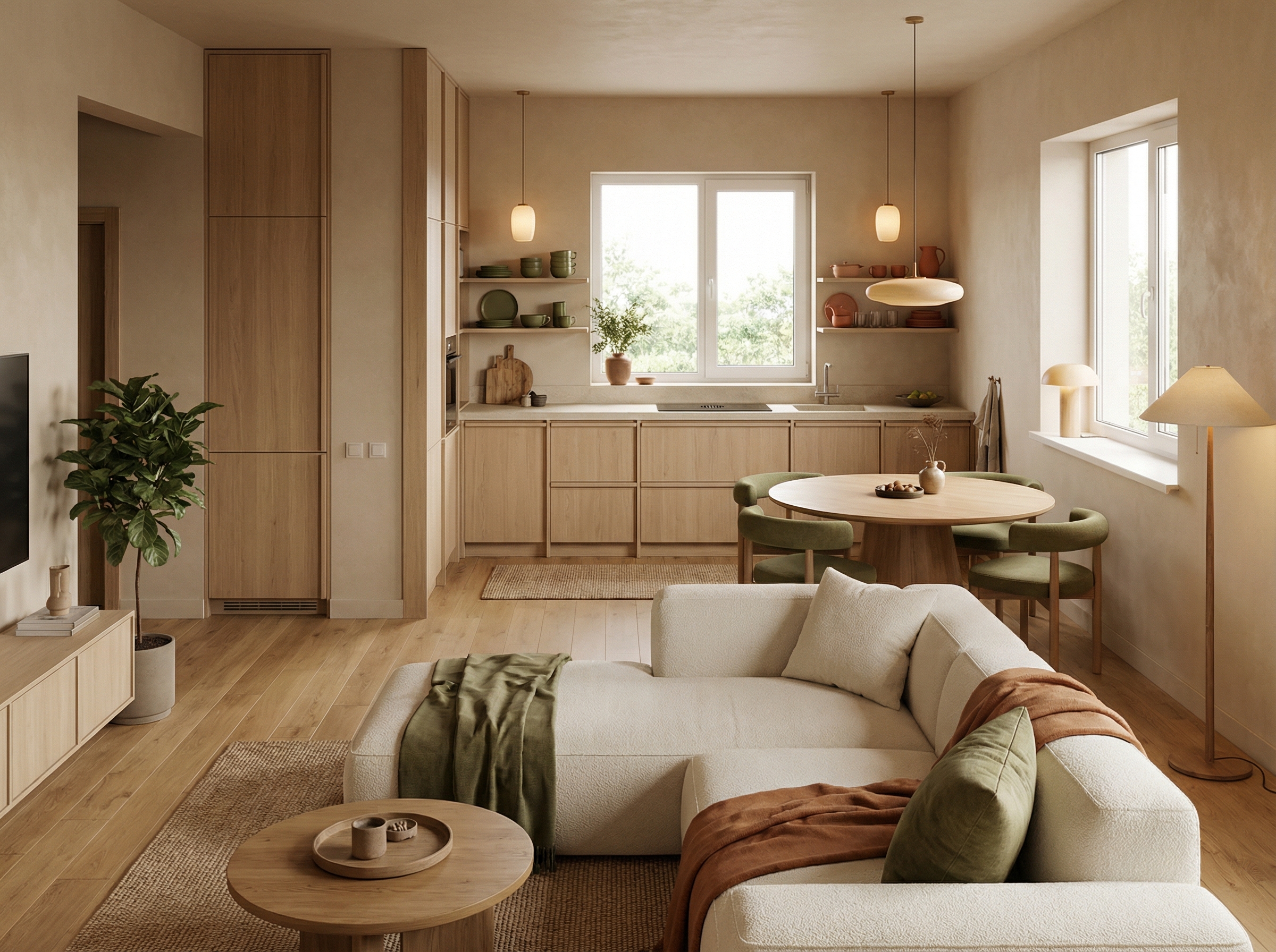 Дизайн кухни в стиле Japandi — фото интерьера от нейросети RoomGPT