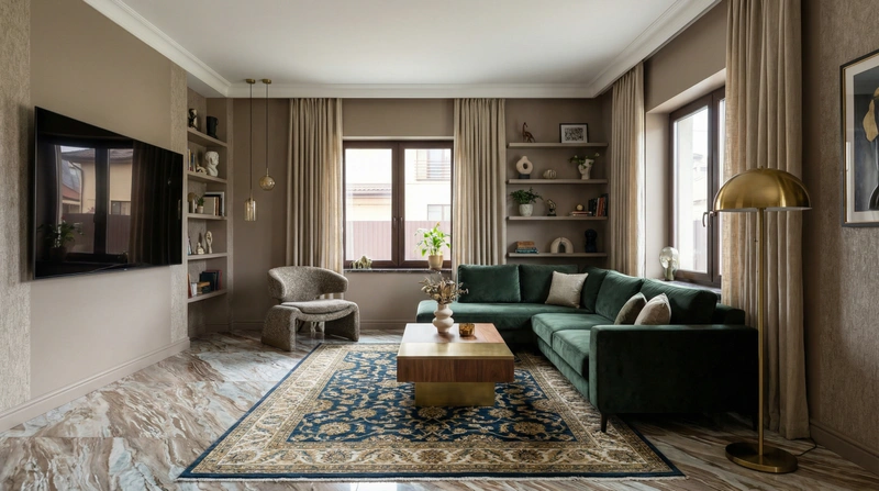 Дизайн интерьера в стиле Эклектика — Гостиная от нейросети RoomGPT