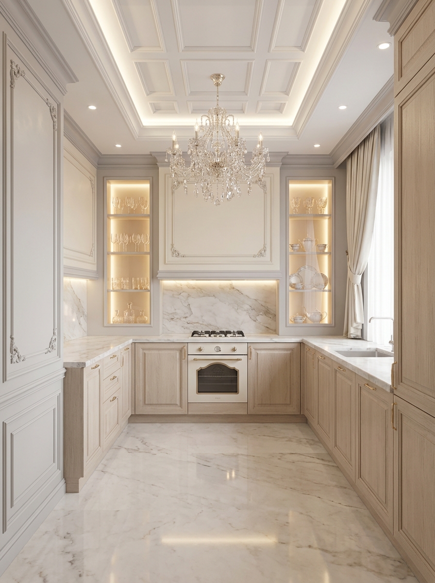 Дизайн кухни в стиле Классика — фото интерьера от нейросети RoomGPT