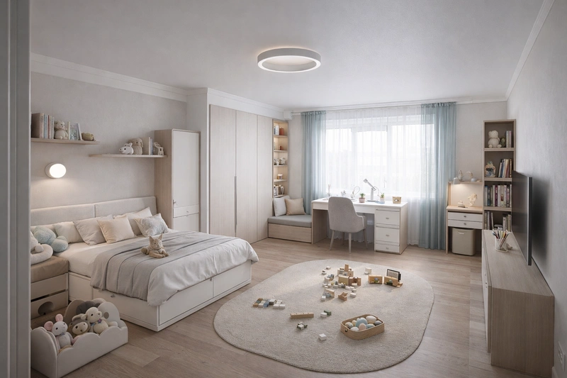 Дизайн детской в стиле Минимализм — фото интерьера от нейросети RoomGPT
