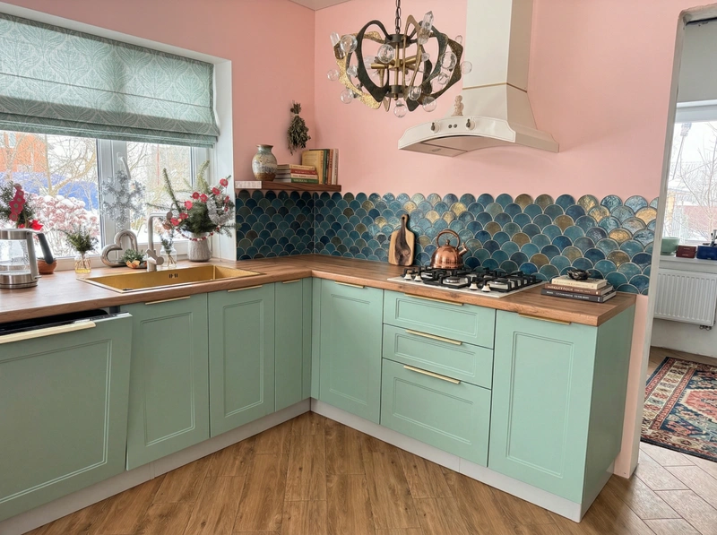 Дизайн кухни в стиле Эклектика — фото интерьера от нейросети RoomGPT